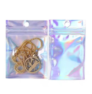 CCY Pack Foods Manufacturers Candy Packaging Clear Front Holographic Rainbow Film Heat Seal Bag Mylar Bag
