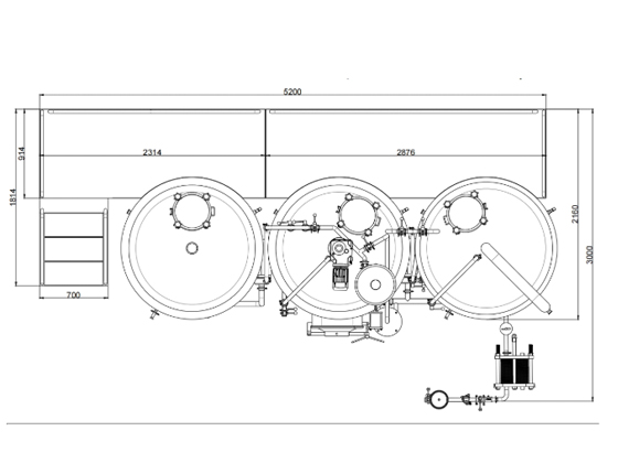 1000L 3 Vessel Beer Brewery Equipment