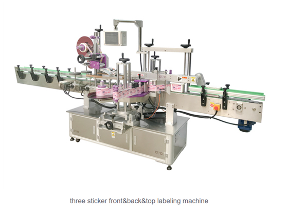 three sticker front&back&top labeling machine