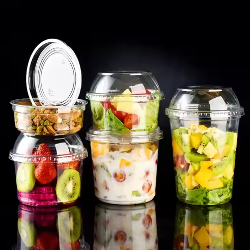 Factory Clear Disposable Fruit Salads Cold Beverage and Sandwiches Deli Container Plastic Bowls Cups