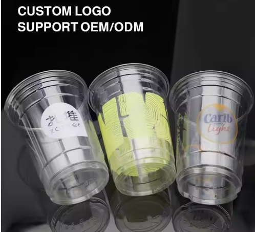 Disposable PET Plastic Cups 98 Caliber Juice Cold Drink Bubble Tea Cups Ice Coffee Cup with Lids