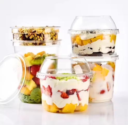 Factory Clear Disposable Fruit Salads Cold Beverage and Sandwiches Deli Container Plastic Bowls Cups