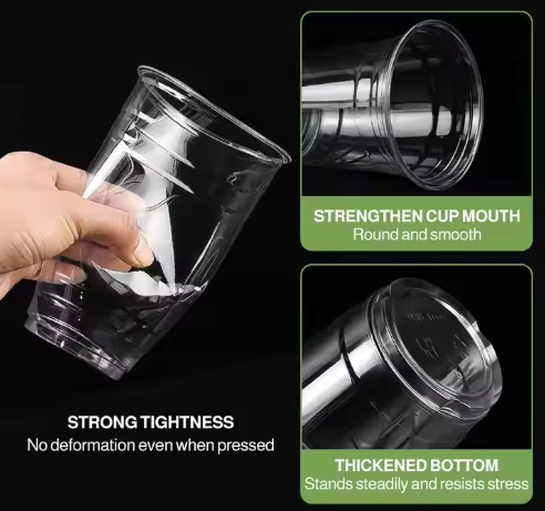 Disposable PET Plastic Cups 98 Caliber Juice Cold Drink Bubble Tea Cups Ice Coffee Cup with Lids