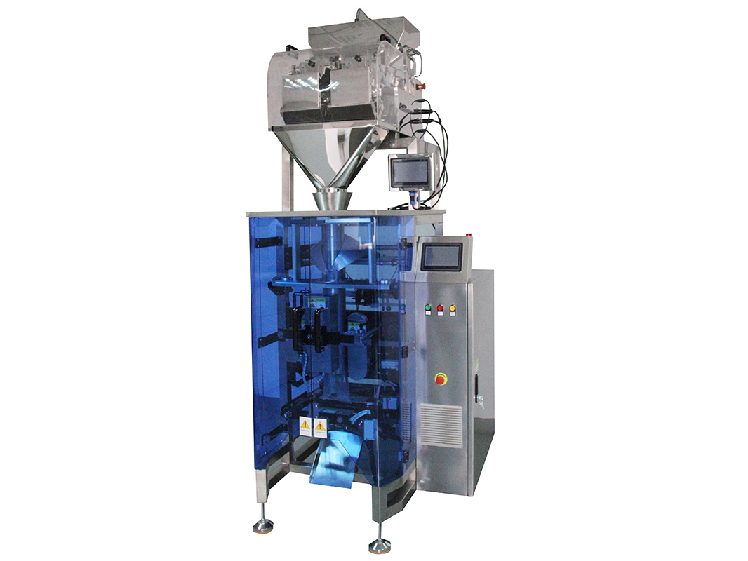 Mini combined weighing and packing machine with multihead weigher for packing small granules,seeds,tea