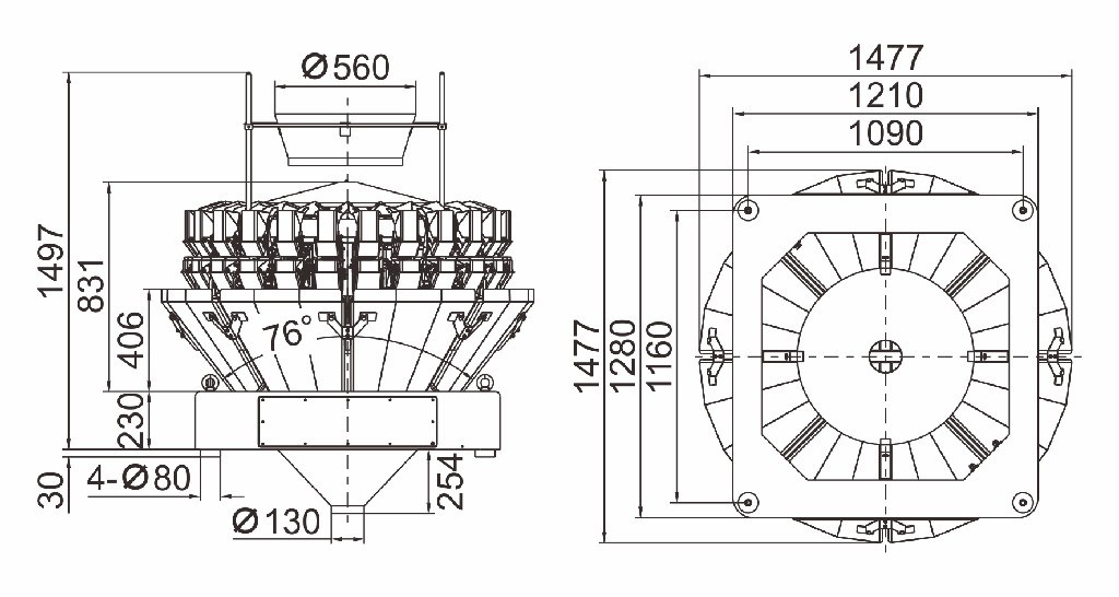 24 heads mixing multihead weigher automatic weighing packing machine for granules, seeds, tea