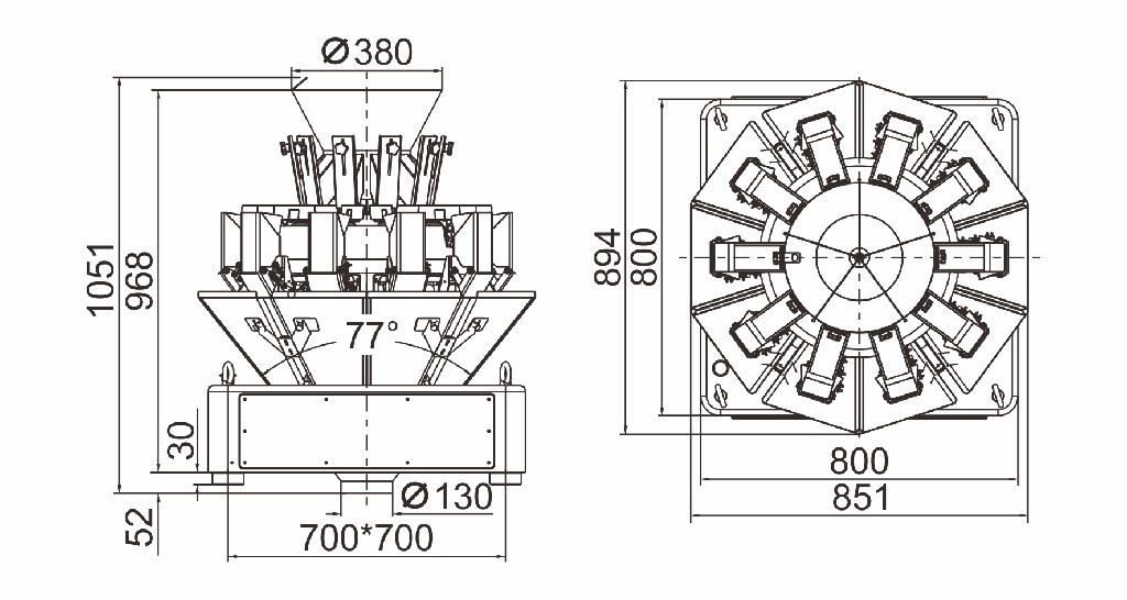 Modular 10 head linear weigher machine for weighing milk powder,sugar,salt ,seed ,rice