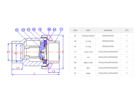 Single Union Swing Check Valve