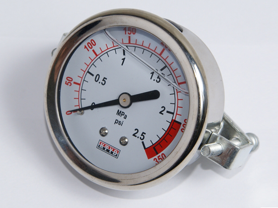 Tubular pressure gauge, 2.5MPa