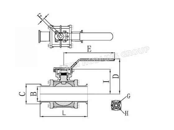 3 Piece Sanitary Stainless Steel Tube Bore encapsulated Ball Valve Full Port