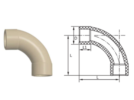 90°Long Sweep bend (Soc xSoc)  8010072948  DN(MM)  32