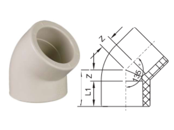 45° Reducing Elbow (Soc×Soc)  8010070012	 DN(MM) 110