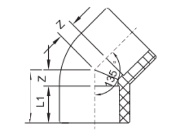 45° Reducing Elbow (Soc×Soc)  8010070012	 DN(MM) 110