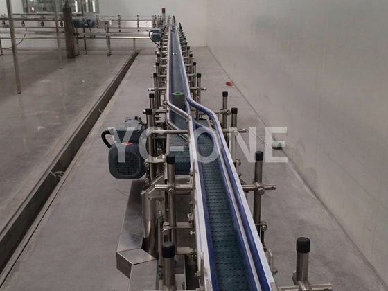 Single row chain plate conveyor line
