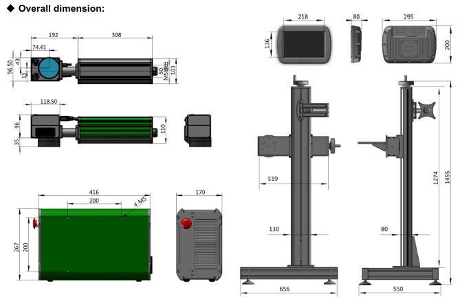 Optical fiber 20/30/50W series specification /laser inkjet printer