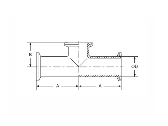   Hygienic Clamp Joint:Short-Outlet Tee - --DT-4.1.2-5