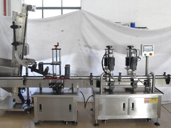 Lifting Cap Feeder + Dual-Head Servo Capping Machine