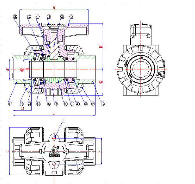 True Union Ball Valve --- 1½"(40)	