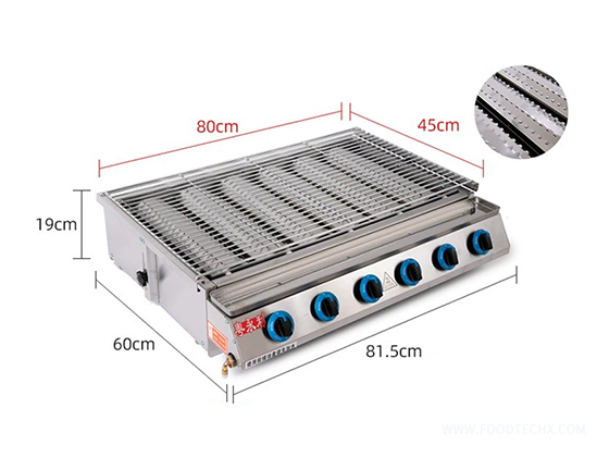 Large 6-Burner Barbecue Grill (Glass Plate)