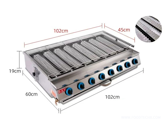 Large 8-Burner Barbecue Grill (Steel Plate)