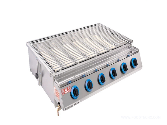 Large 6-Burner Barbecue Grill (Glass Plate)