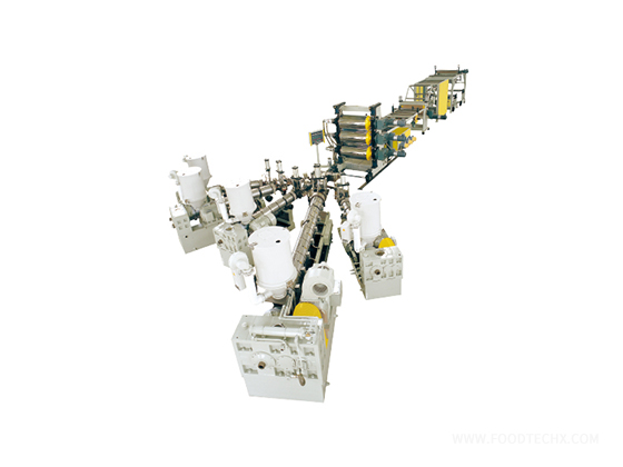 PP/Eva/EVOH/PS/PE multi-layer co-extruded barrier sheet production line---JW100/45/45-1000