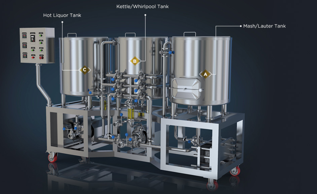100L 3-Vessel Pilot Brewing Equipment