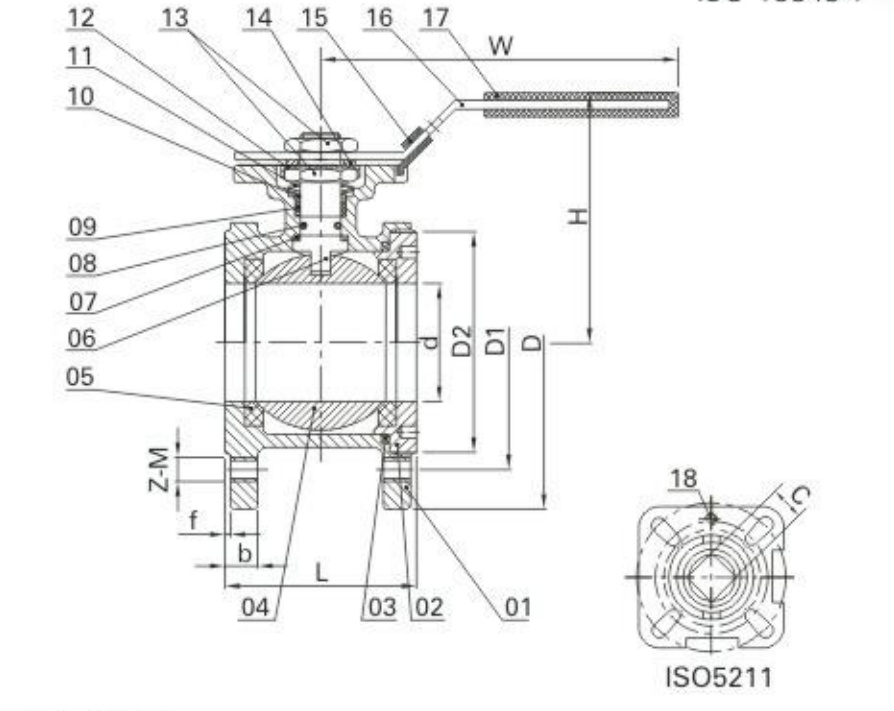 1-PC Wafer Flange Ball Valve (DIN)---DN65