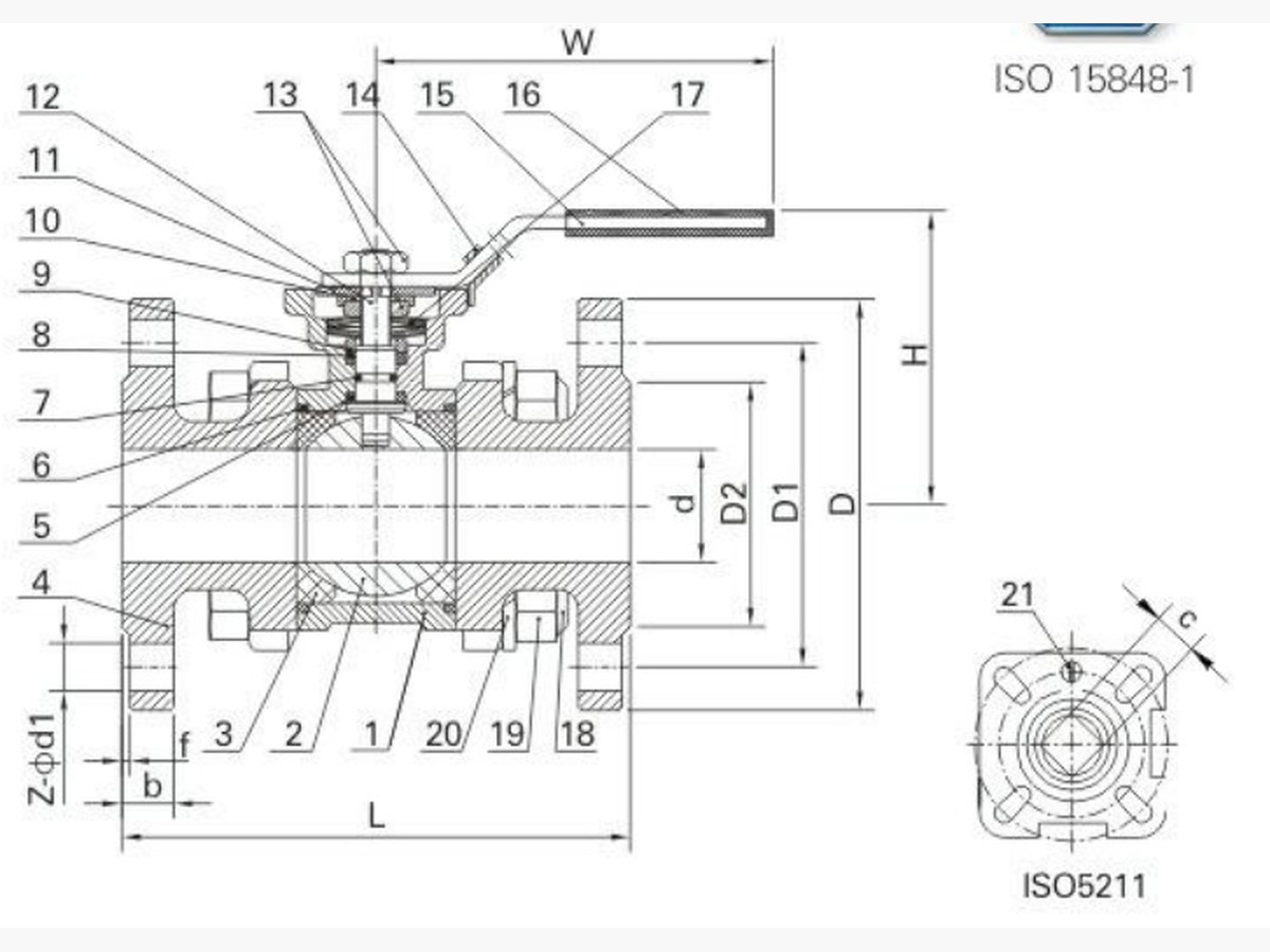 3-PC Flange Ball Valve With Mounting Pad (DIN Length)