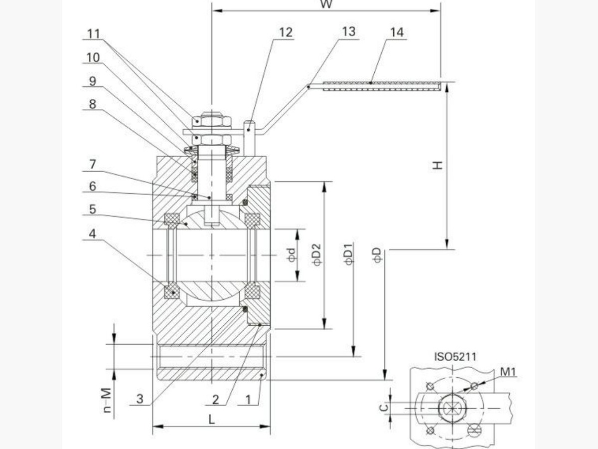 1-PC Wafer Bar Stock Ball Valve