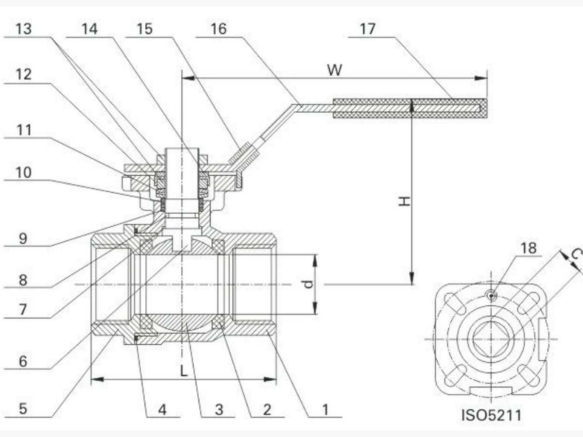 2-PC Ball Valve With Mounting Pad (PN130)