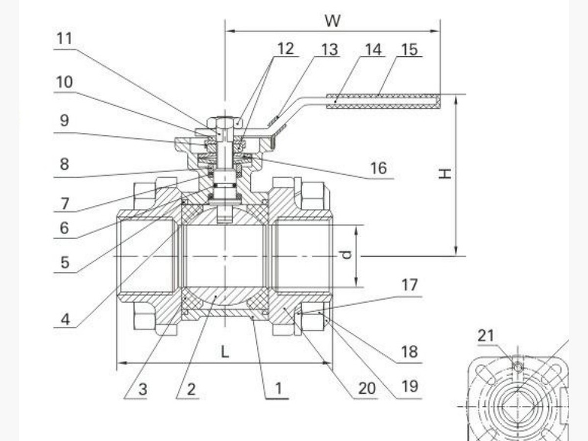 3-PC Ball Valve With Mounting Pad