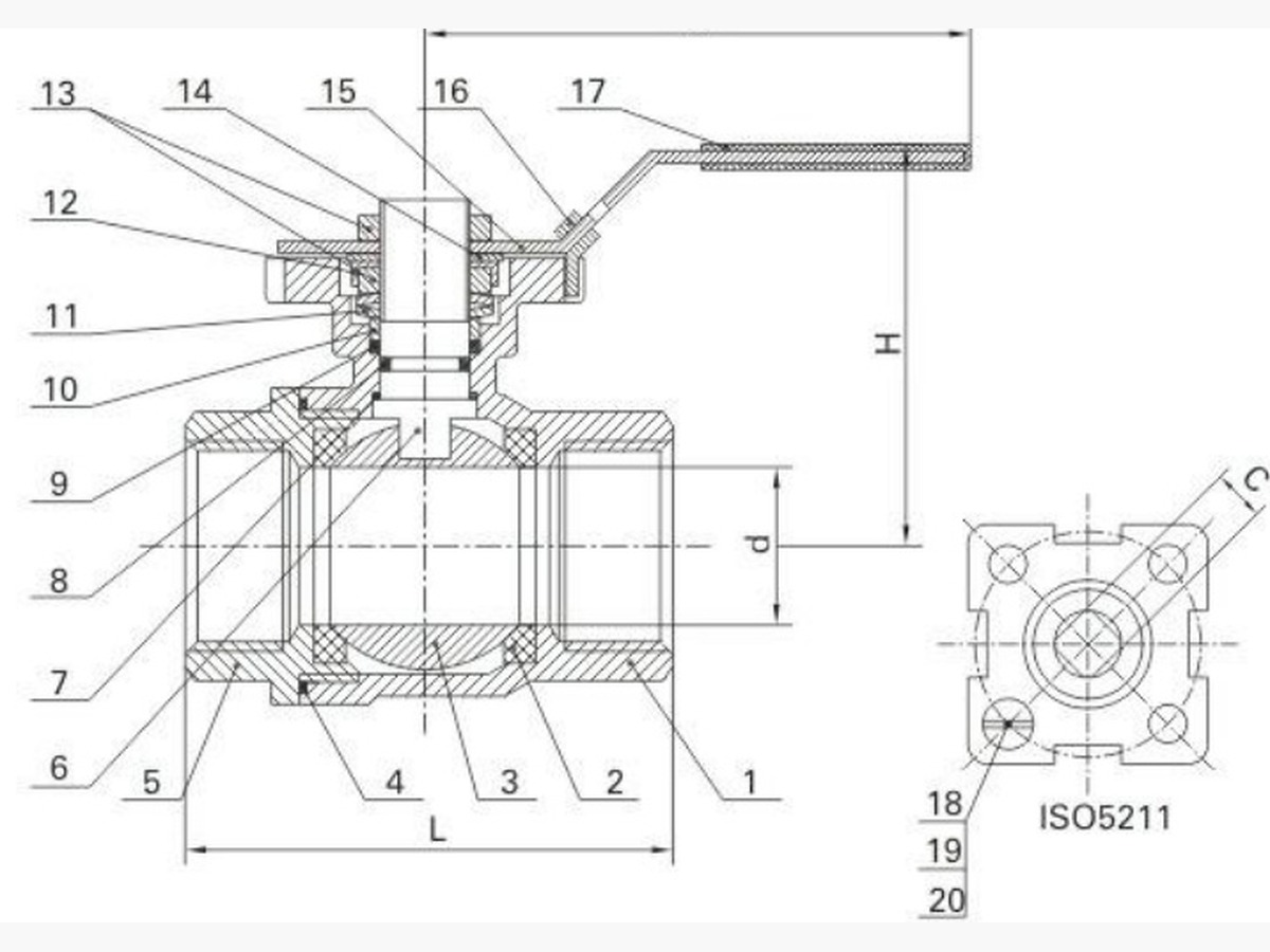 2-PC Ball Valve With Mounting Pad (Light Weight, Low Torque)
