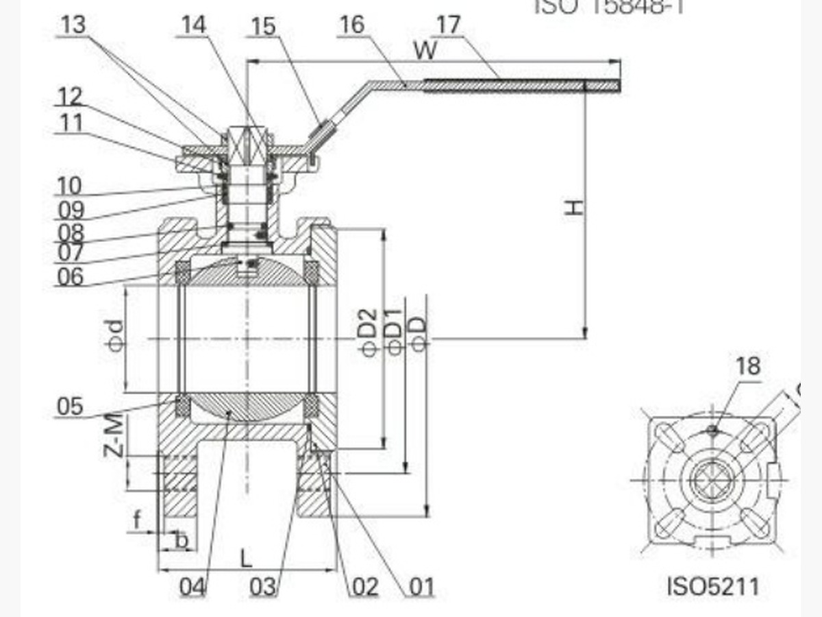 1-PC Wafer Flange Ball Valve (ANSI)