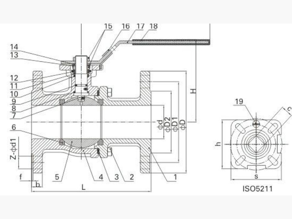 2-PC Flange Ball Valve With Mounting Pad (ANSI)
