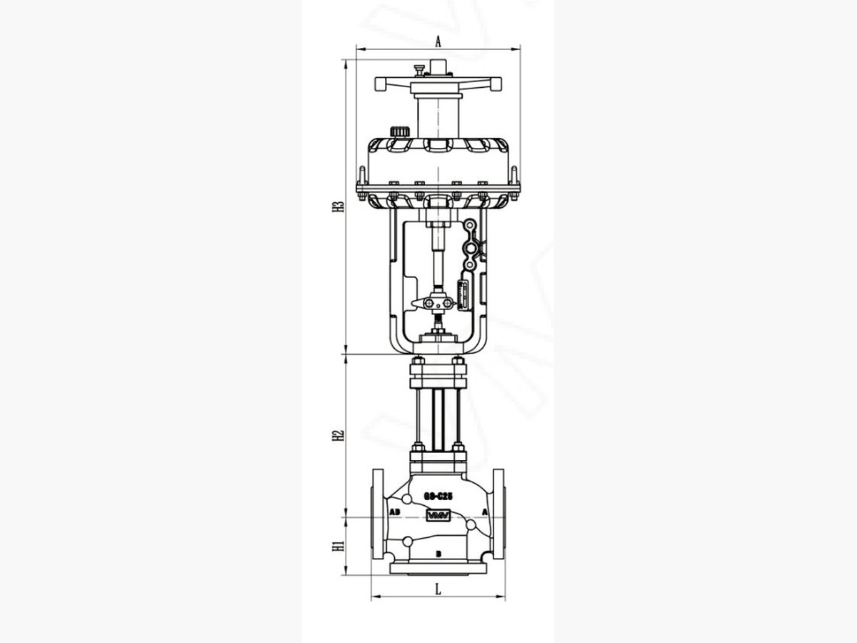 V6000 Series Three-Way Control Valve · DN40