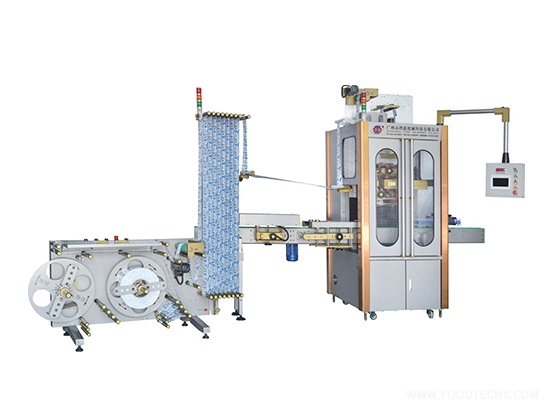 Single-head labelling machine + floor-standing labeller