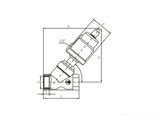Pneumatic threaded angle seat valve  ---DN15