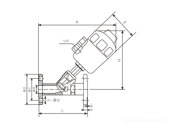 Pneumatic flange angle seat valve---DN15