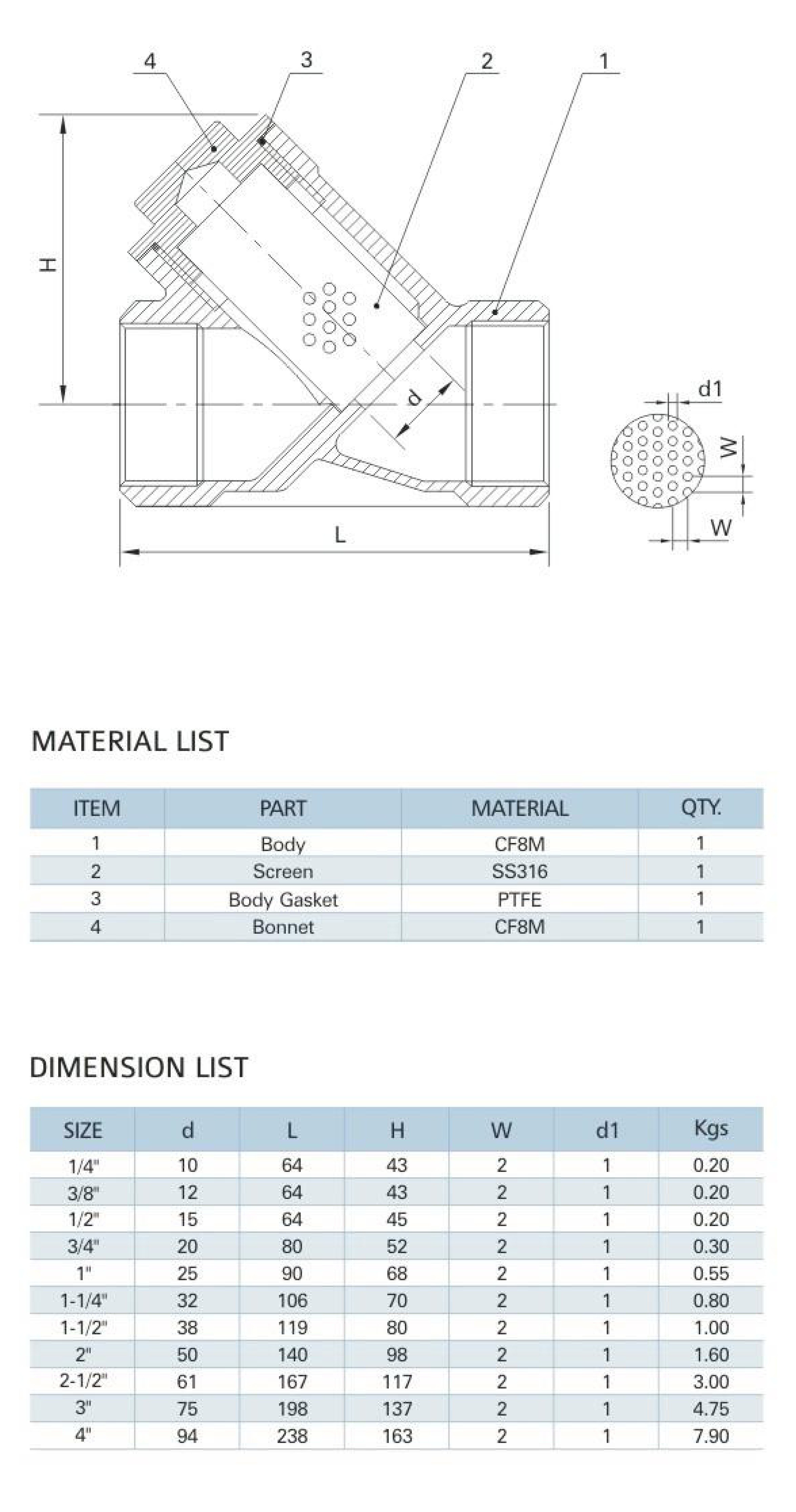 MV-41/3/4" Y-Strainer