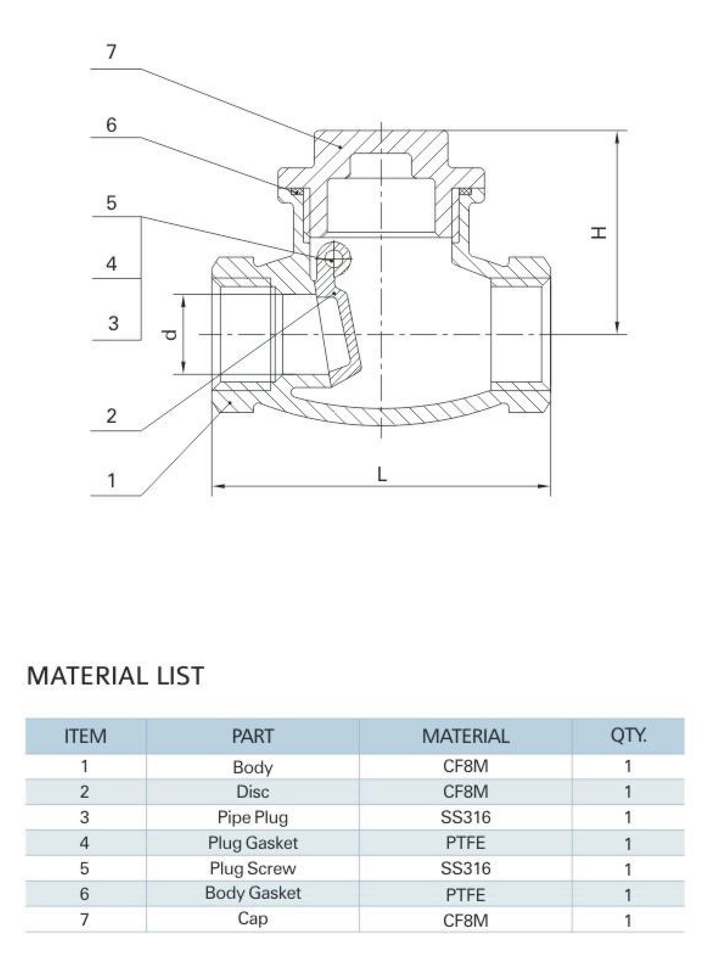 MV-51/4" Swing Disc Check Valve