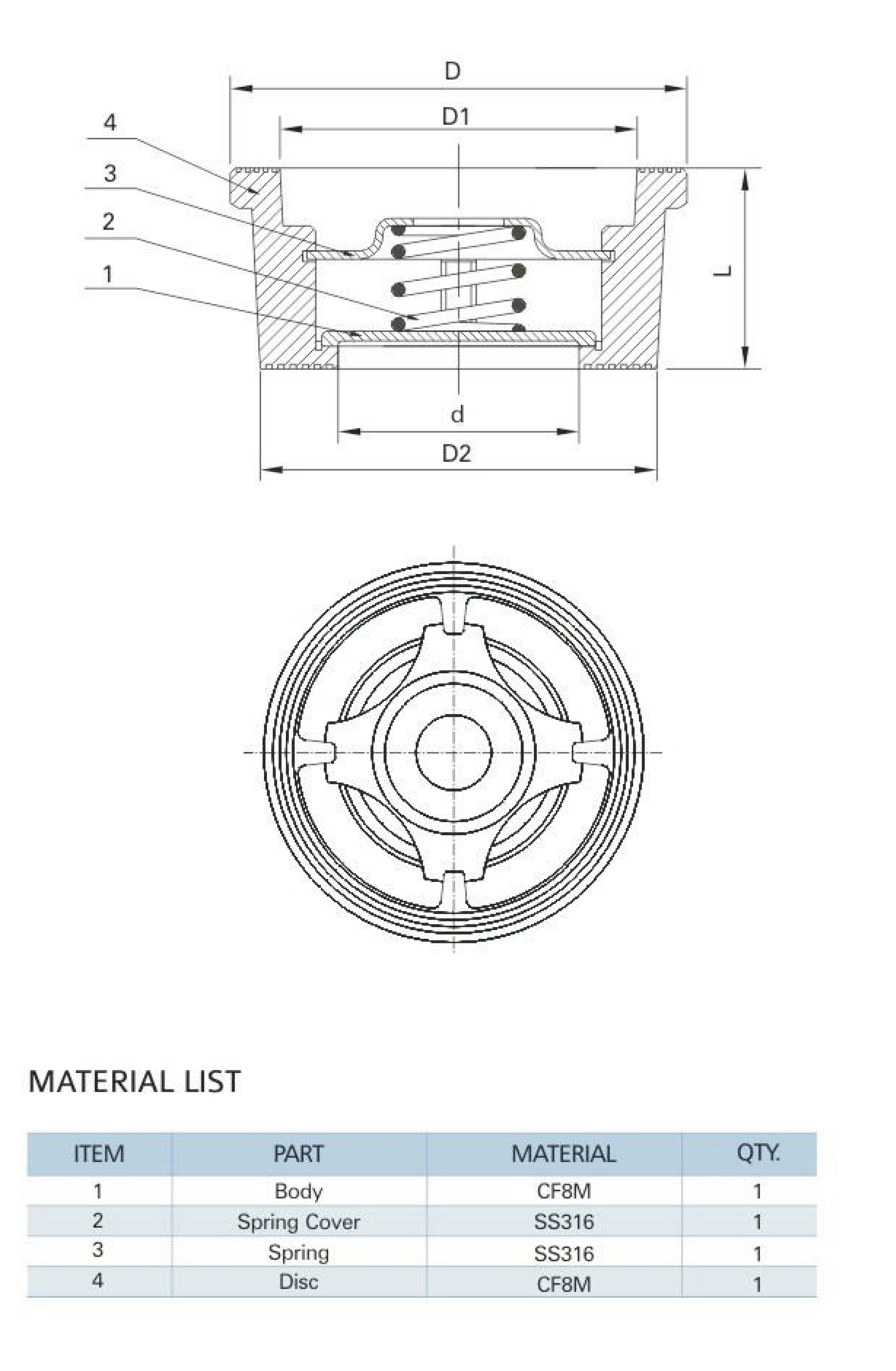 MV-53/DN150 Single Disc Wafer Check Valve