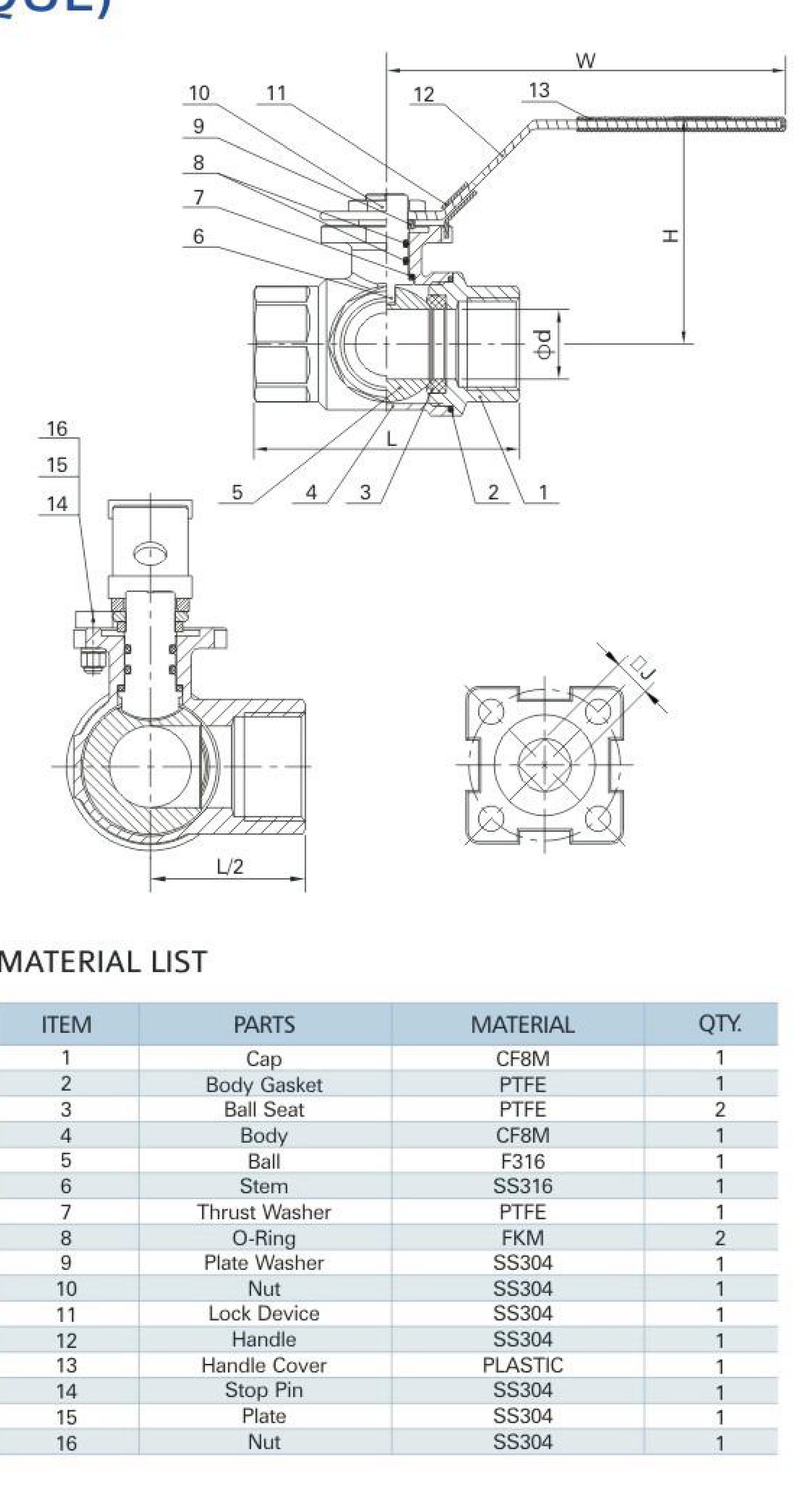 MV-85N/3/4" Lightweight Low Torque 3-Way Ball Valve