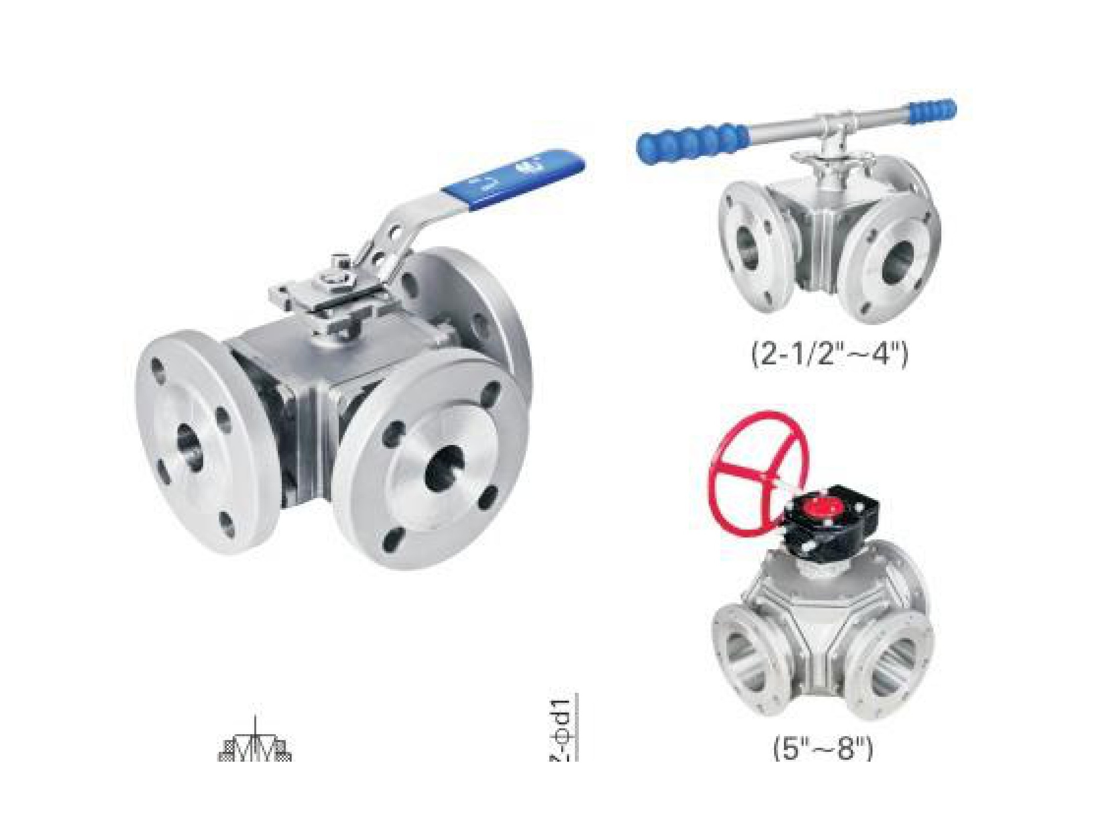 MV-87F/5" 3-Way Flange Ball Valve (ANSI)