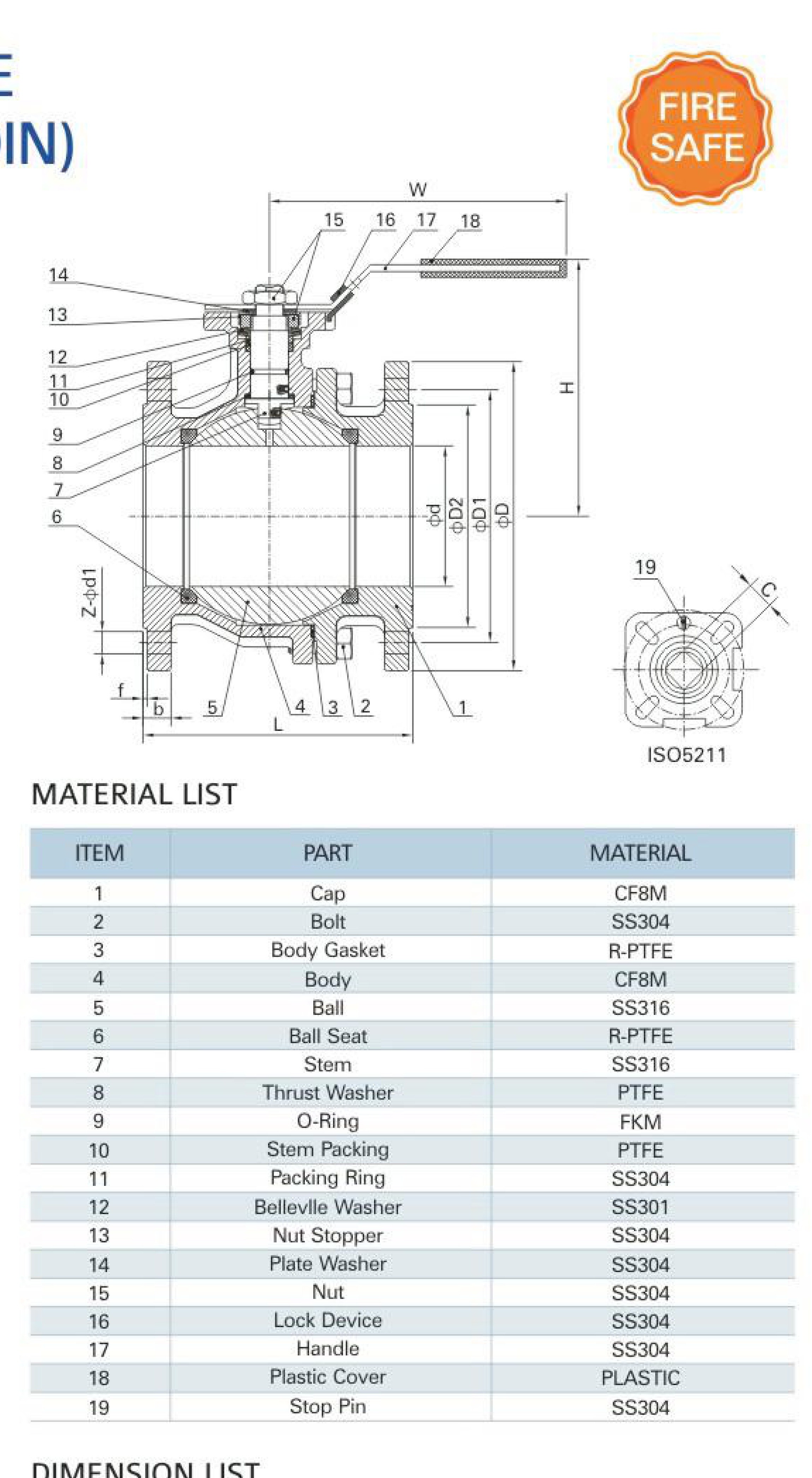 MV-24D/DN125 (PN25/40) 2-PC Flange Ball Valve with Mounting Pad (DIN)