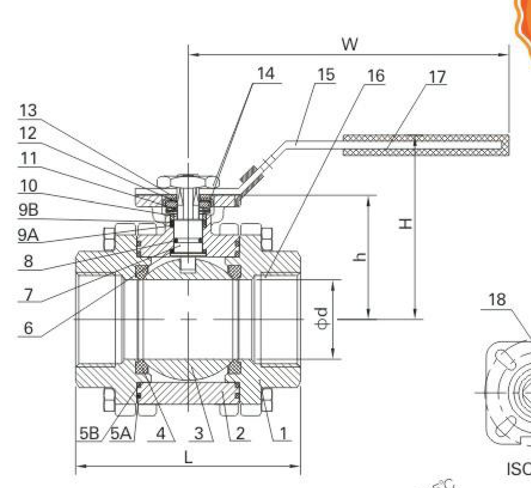 MV-86R/1/4" 3-Piece High Platform Ball Valve (PN125)