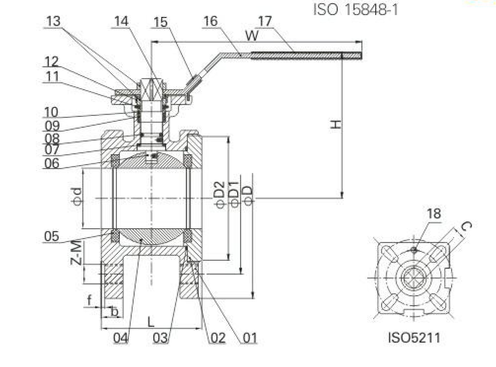 MV-14F/1-1/4"-150Lb 1-PC Wafer Flange Ball Valve (ANSI)