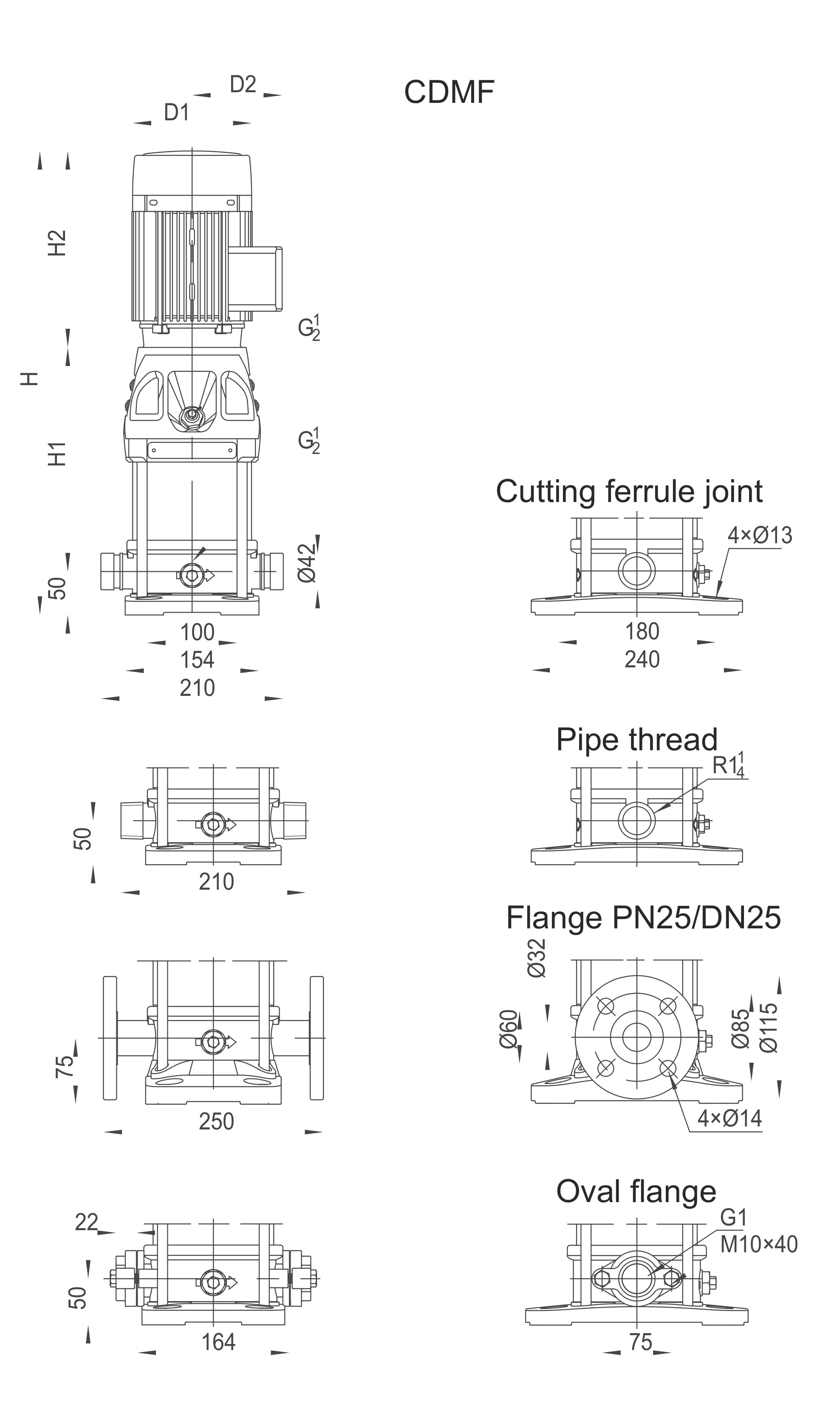 CDMF 3/31 Light Vertical Multistage Centrifugal Pump (Stainless Steel)