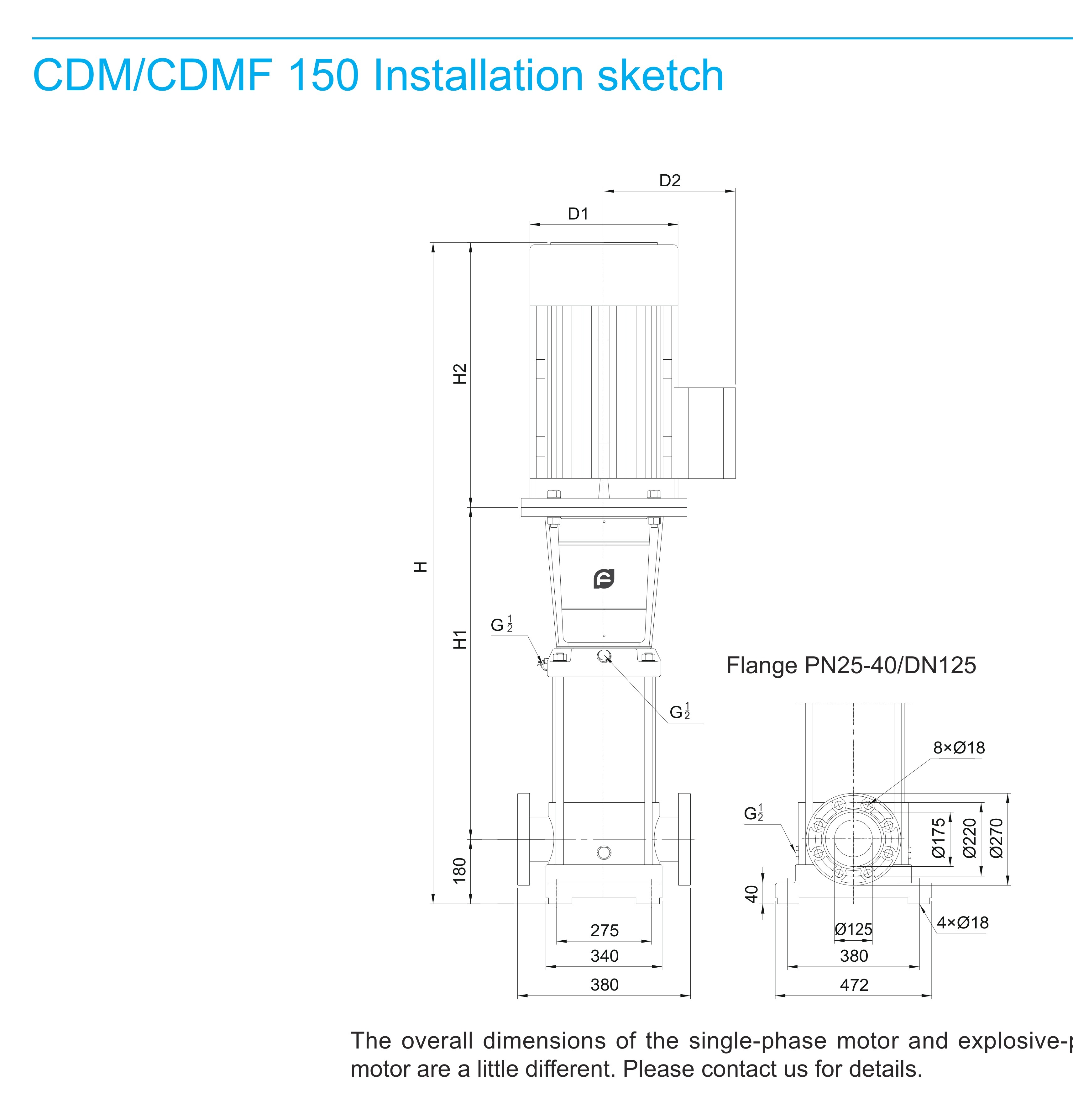 CDMF 150/1 Light Vertical Multistage Centrifugal Pump