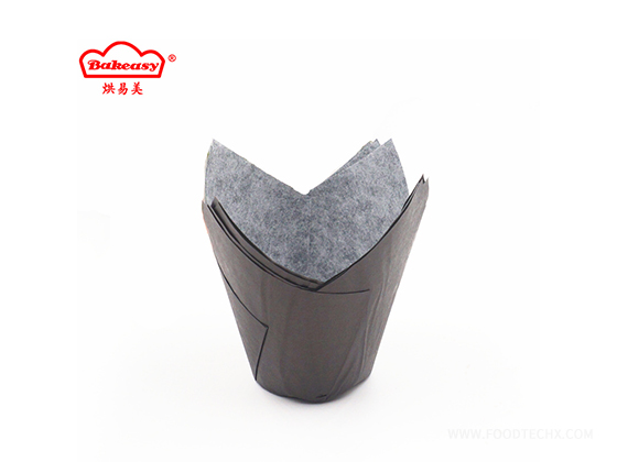 Black-printed tulip cake cases---T16050