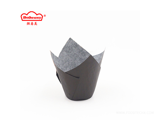 Black-printed tulip cake cases---T16050